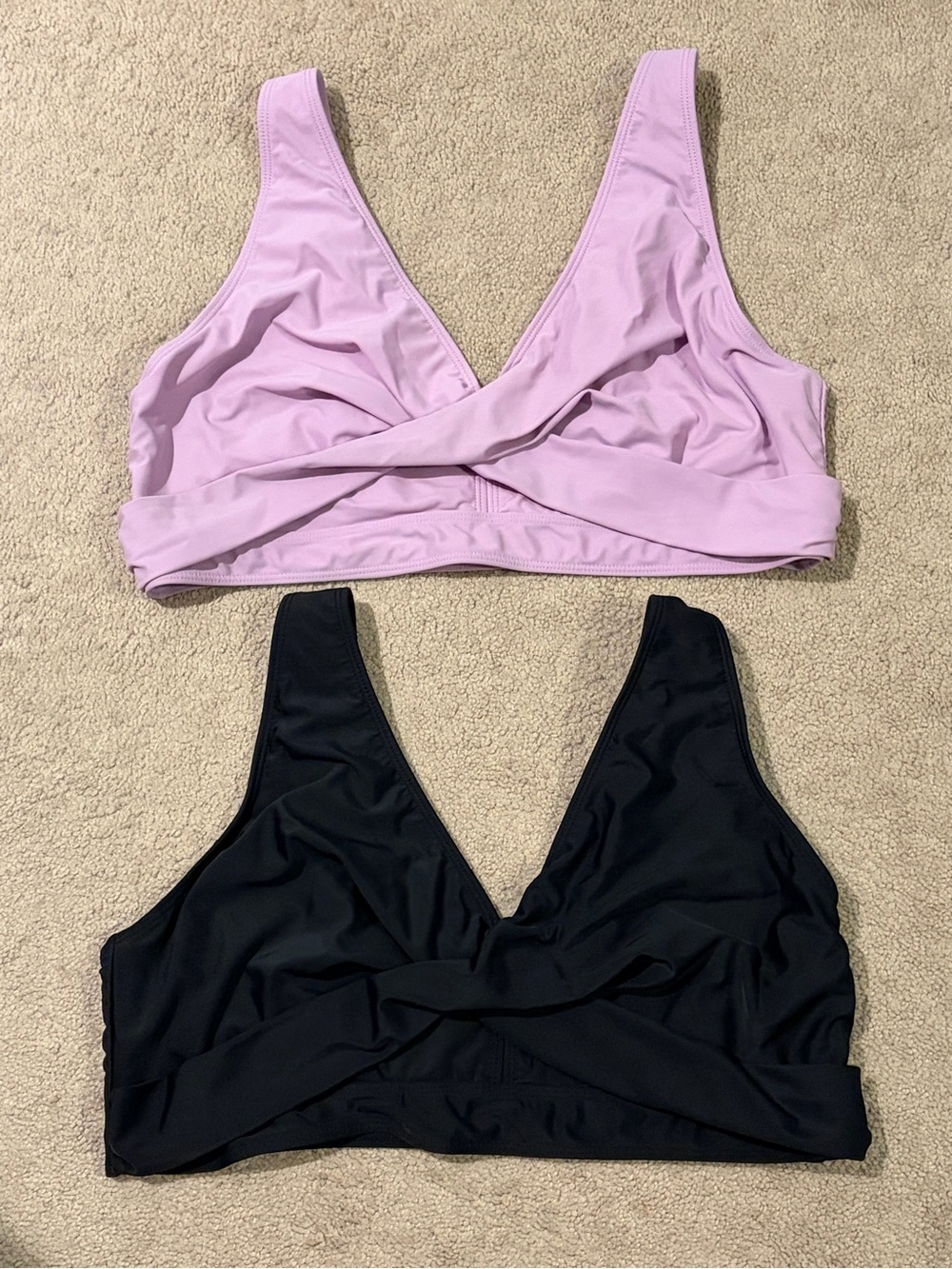 Cross-Front Bathing Suit Top — Lavender & Black (2-Pack)